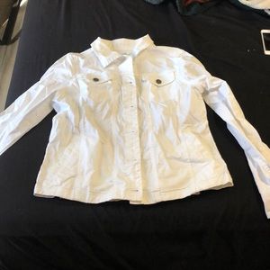 Aventura white denim jacket size small for women organic material new